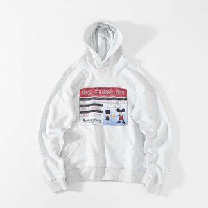 Purey Mickey Distressed Hoodie White